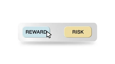 Concept Animation of Cursor Choosing Risk or Reward on White Background Stock Footage 301560997