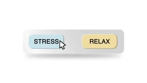 Concept Animation of Cursor Choosing Stress or Relax Button on White Stock Footage 301564189