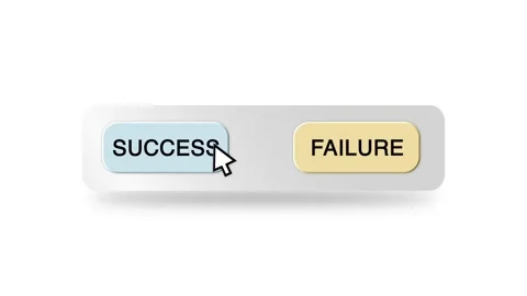 Concept Animation of Cursor Choosing Success or Failure Button on White Stock Footage 301564191