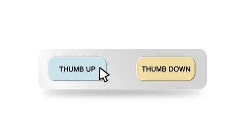 Concept Animation of Cursor Choosing Thumb Up or Thumb Down Button on White Stock Footage 301564458