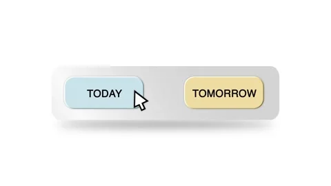 Concept Animation of Cursor Choosing Today or Tomorrow on White Background Stock Footage 301564456