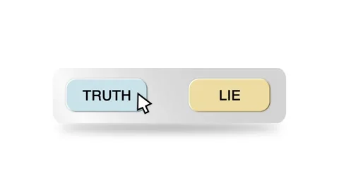 Concept Animation of Cursor Choosing Truth or Lie Button on White Background Stock Footage 301564616