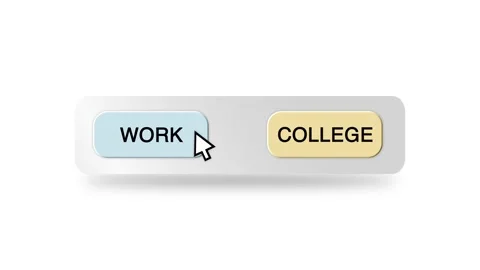 Concept Animation of Cursor Choosing Work or College on White Background Stock Footage 301564843