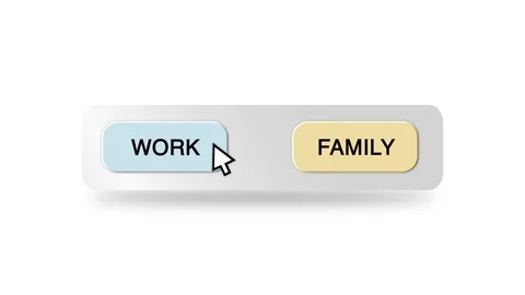 Concept Animation of Cursor Choosing Work or Family Button on White Stock Footage 301565097