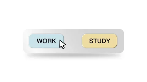 Concept Animation of Cursor Choosing Work or Study on White Background Stock Footage 301565156