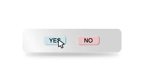 Concept Animation of Cursor Choosing Yes or No Button on White Background Stock Footage 301565477