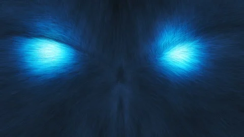 Concept animation of an evil look with glowing eyes, built from particles Stock Footage 341547141