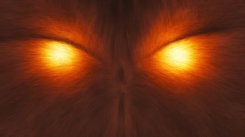 Concept animation of an evil look with glowing eyes, built from particles Stock Footage 341581810