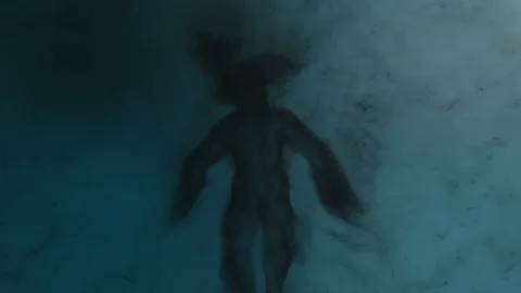 Concept animation of an evil pirate with a hook hand built from particles Stock Footage 338216388