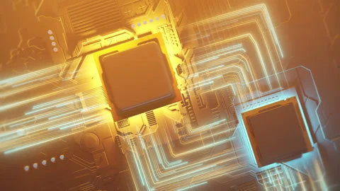 Concept animation of a high speed central processing unit (CPU) processing data Stock Footage 257782810