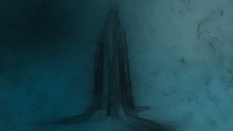 Concept animation of a nightmare with a watching ghost in afterlife Stock Footage 339645597