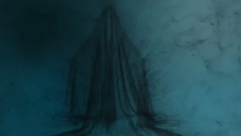 Concept animation of a nightmare with a watching ghost in afterlife Stock Footage 339645603
