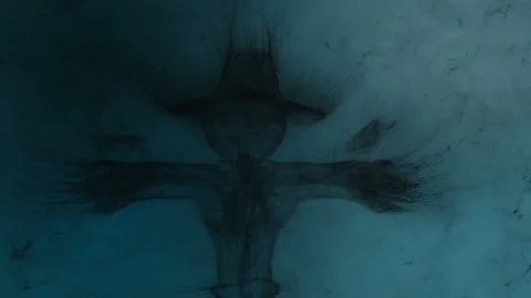 Concept animation of a scarecrow with crows in a dark realm Stock Footage 340871773