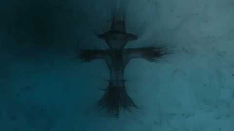 Concept animation of a scarecrow in a dark realm Stock Footage 340871769
