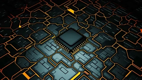 Concept animation shows the process of turning on the CPU in the motherboard Stock-Footage 230957515