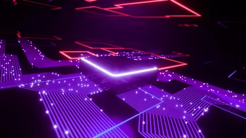 Concept animation shows the process of turning on the CPU in the motherboard Stock Footage 245435580