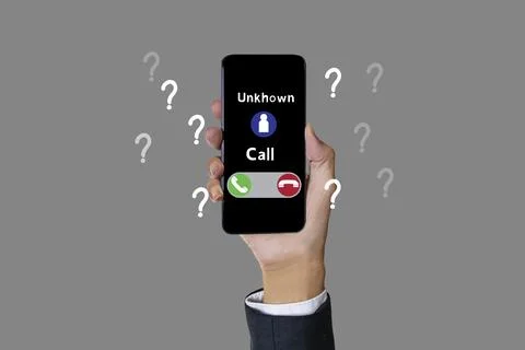 The concept of answering the phone safely, avoiding strangers calling, prev.. Stock Photos