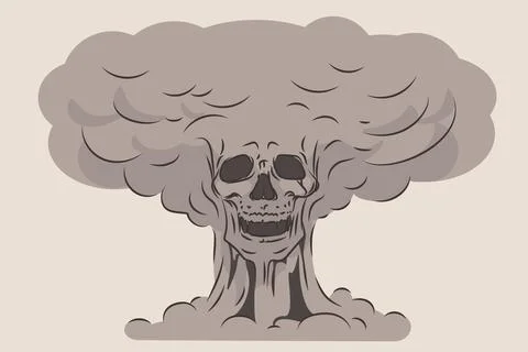 The concept of the apocalypse. Explosion with a skull 스톡 일러스트