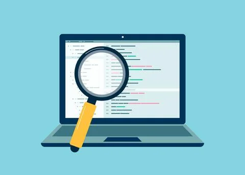 Concept of application development, debugging and code testing of software. Stock Illustration