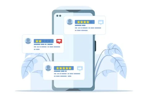 Concept of application rating, technology, customer satisfaction. Stock Illustration