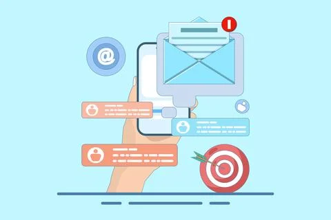 Concept of approaching target audience using email marketing Stock Illustration