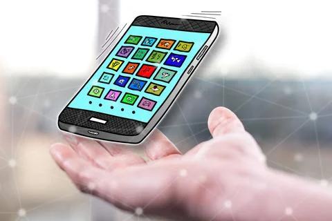 Concept of apps Stock Photos