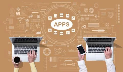 Concept of apps Stock Photos