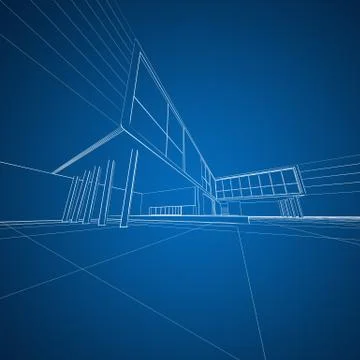 Concept architecture drafting 3d rendering Stock Illustration