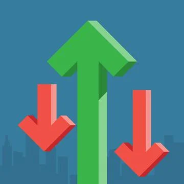 Concept of arrow graph stock up and down Illustrazione stock
