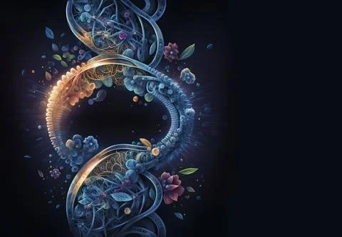 Concept Art DNA Helix with Copy Space Stock Illustration