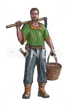 Concept Art Fantasy Illustration of Villager, Countryman, Farmer or ...