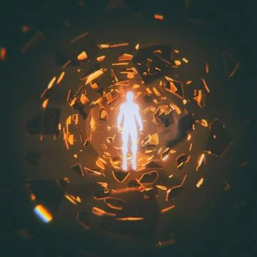 Concept Art Realistic 3d Rendering Illustration Of A Bright Ghost Floating In Stock Illustration