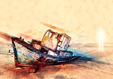 Concept Art Realistic 3d Rendering Illustration Of A Bright Ghost Besides A W Stock Illustration