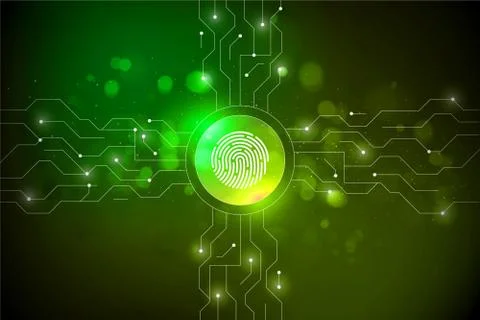 Concept art of security with finger scan biometric identity background Stock Illustration