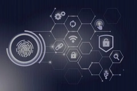Concept art of security with finger scan biometric identity background Stock Illustration
