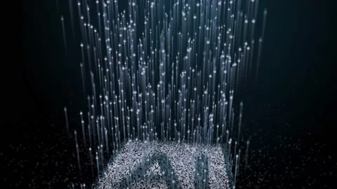 Concept for artificial inteligenz, animation of particles and AI logo Stock Footage 154204551