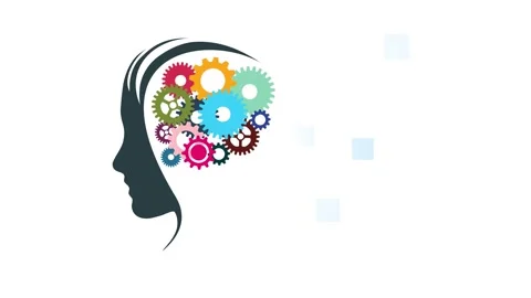 Concept of Artificial intelligence, AI. Interlocking gears and pixel creation Stock Footage 305627673