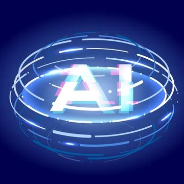 Concept of artificial intelligence AI with laser light 스톡 일러스트