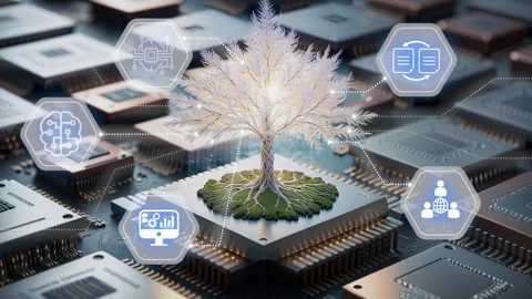 Concept of Artificial intelligence, AI robot hand, brain, idea, development 2 Stock Footage 289543203