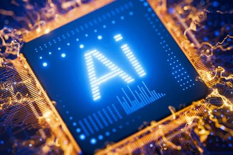 Concept of artificial intelligence. Artificial intelligence makes the task .. 库存插图