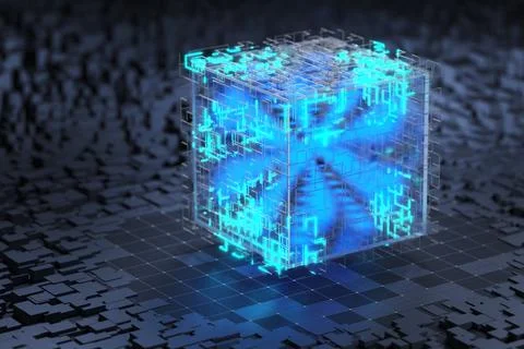 Concept of artificial intelligence. Futuristic processor. Quantum processor.. Stockillustratie