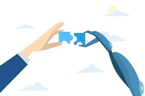 Concept of Artificial Intelligence Human and AI working together Stock Illustration