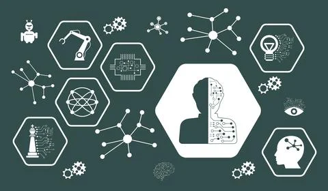 Concept of artificial intelligence 库存插图