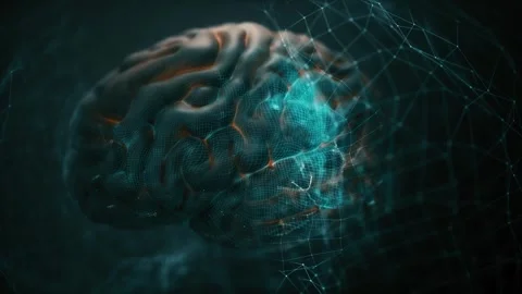 The concept of artificial intelligence of neural networks in the form of a brain Video stock 240574657