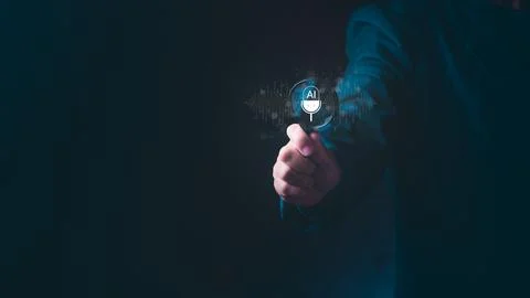 Concept of artificial intelligence voice recognition, audio search technolo.. Stock Photos