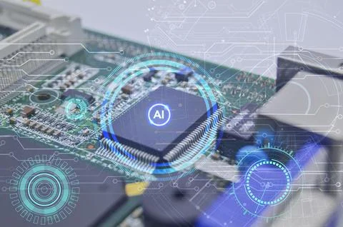 The concept of artificial intelligence, the world of the future Stock Photos