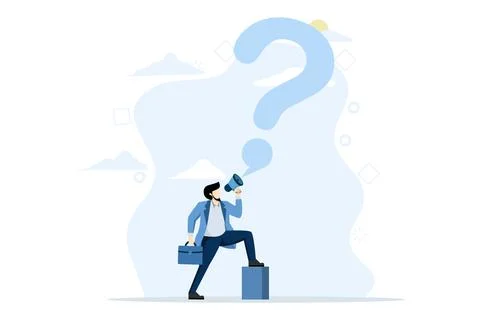 Concept of asking question for answer or solution to solve problem Stock Illustration