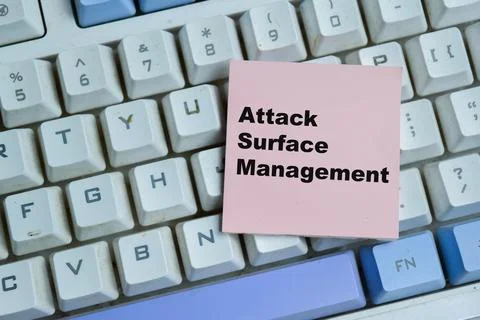 Concept of attack surface management write on sticky notes Stock Photos