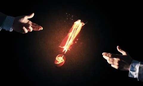 Concept of attention or punctuation with burning exclamation mar Foto stock