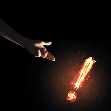 Concept of attention or punctuation with burning exclamation mar Foto stock